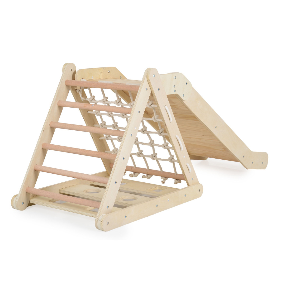 Moni Toys Montessori 3-in-1 Houten Klimrek met Glijbaan