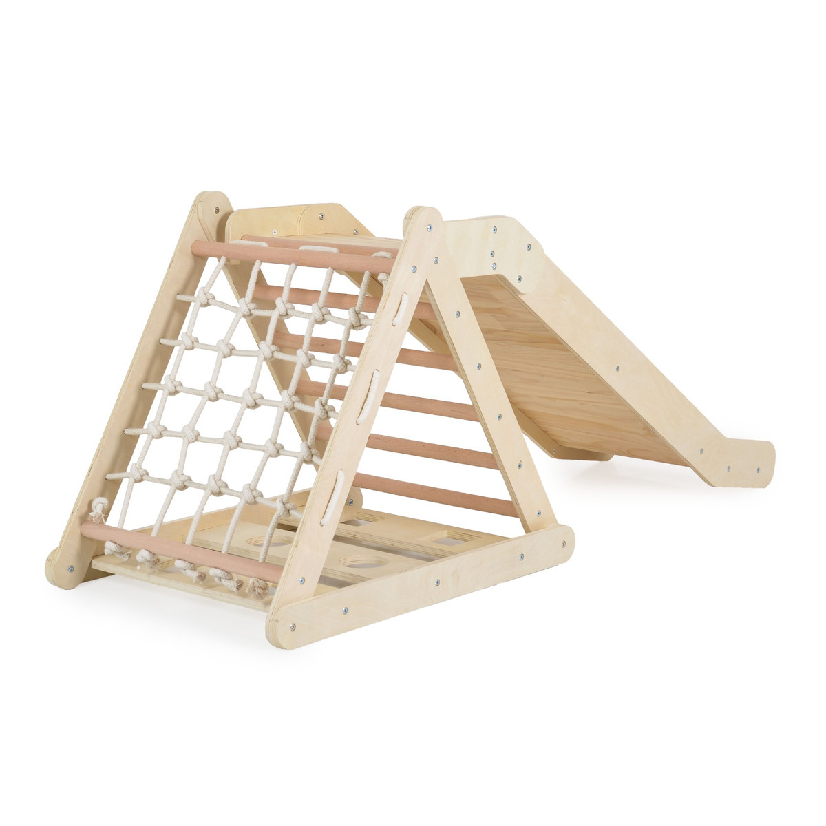 Moni Toys Montessori 3-in-1 Houten Klimrek met Glijbaan