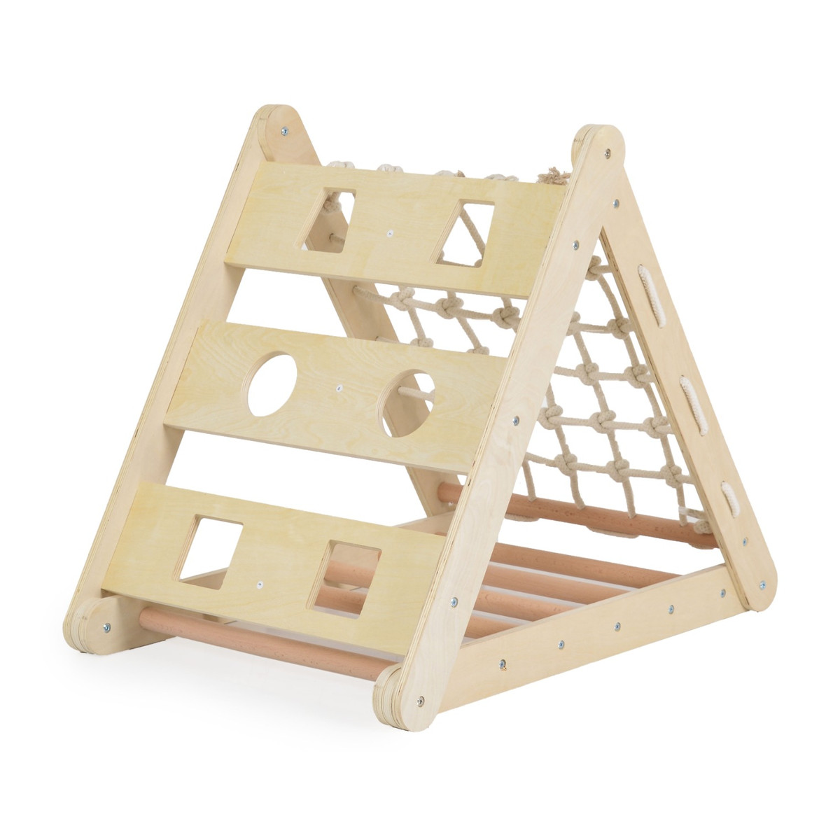 Moni Toys Montessori 3-in-1 Houten Klimrek met Glijbaan