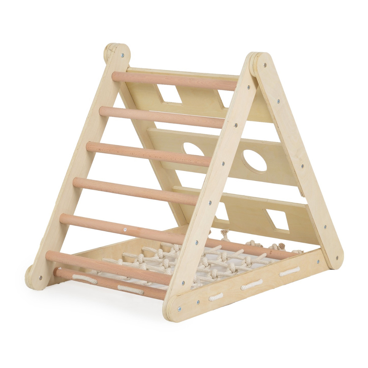 Moni Toys Montessori 3-in-1 Houten Klimrek met Glijbaan