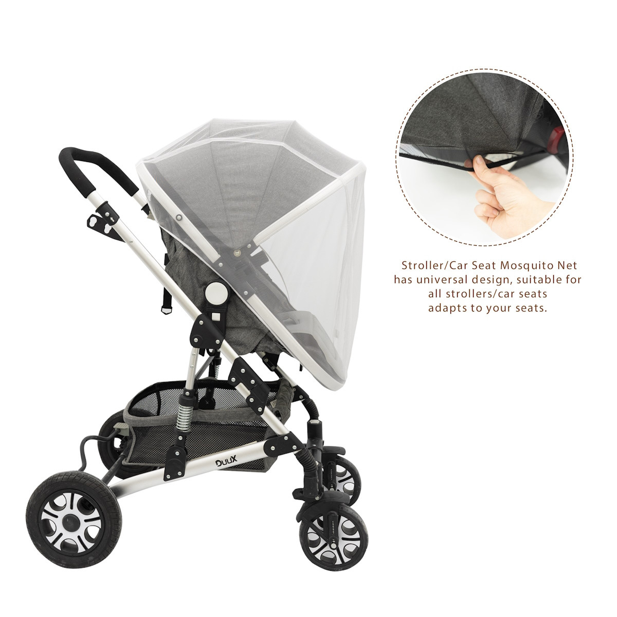 Mordesign White Muskietennet / Klamboe voor Buggy & Wandelwagen