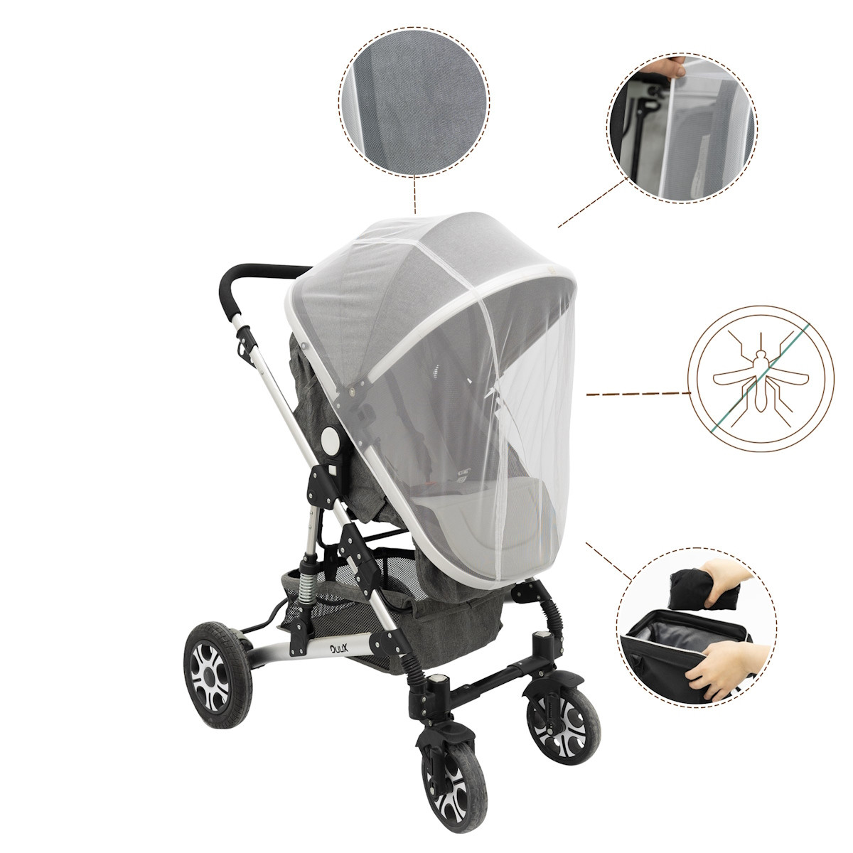 Mordesign White Muskietennet / Klamboe voor Buggy & Wandelwagen