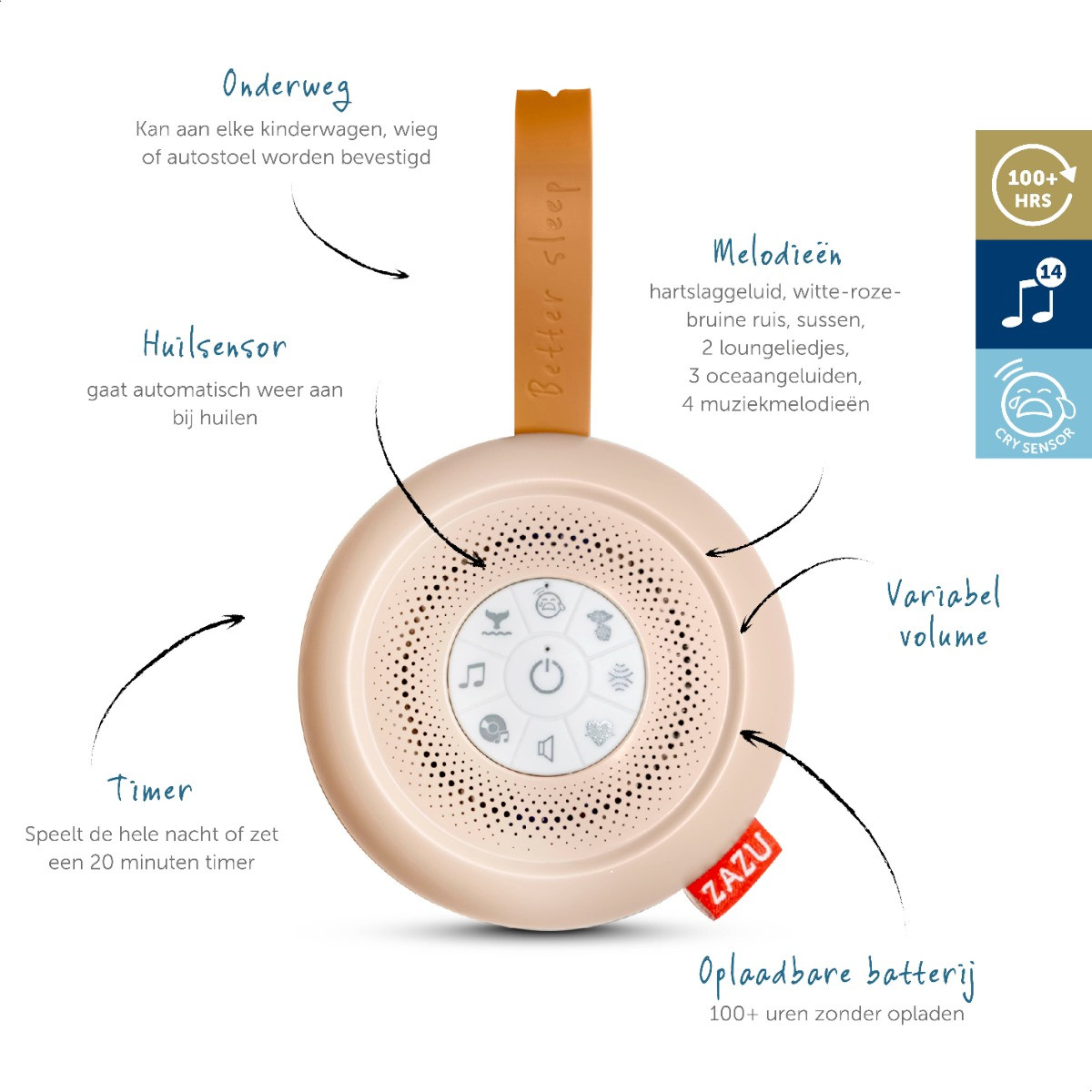 Zazu Suzy Brown Deluxe Portable Baby Soother Muziekdoosje