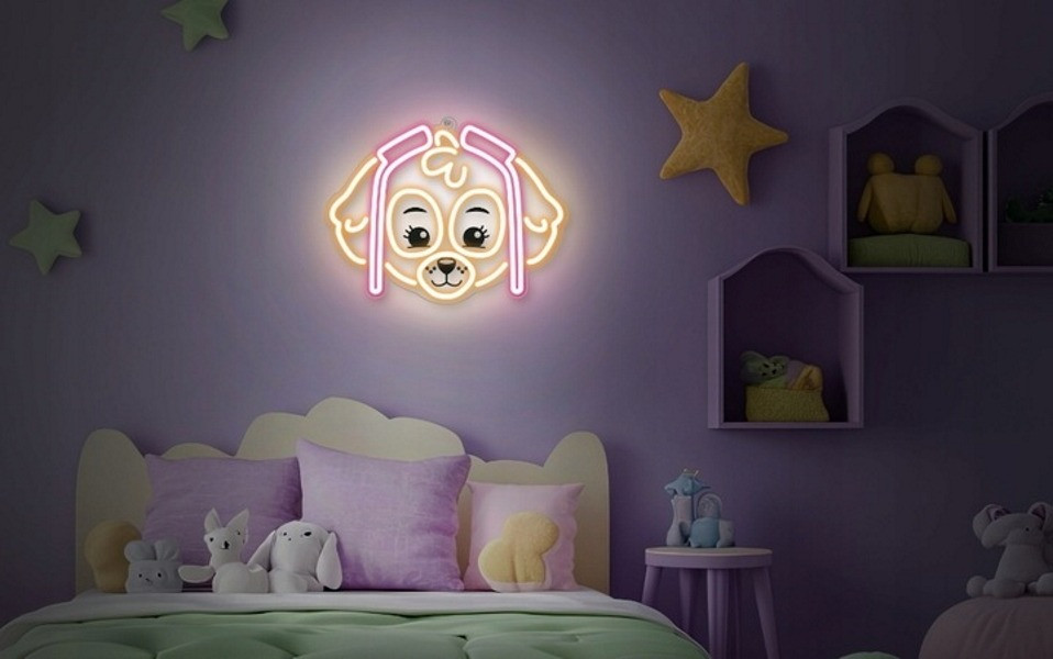 Paw Patrol Neon LED Skye Wandlamp
