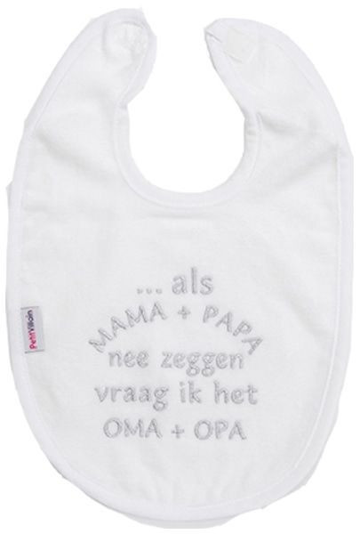 Petit Villain Wit 'Als Mama+Papa Nee Zeggen Vraag Ik Het Oma+Opa' Slab