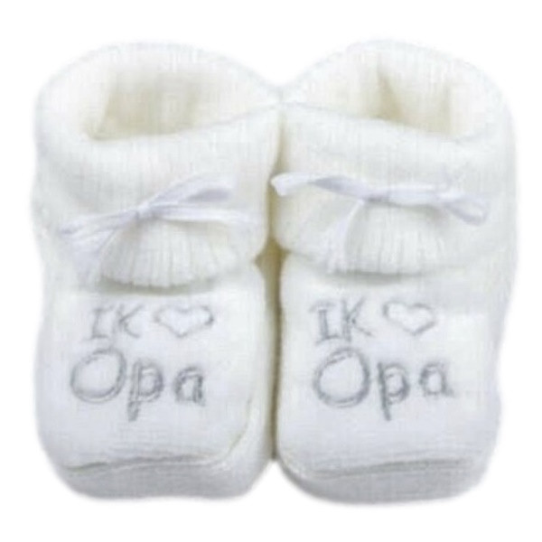 Petit Villain 'Ik Hou Van Opa' Wit Slofjes