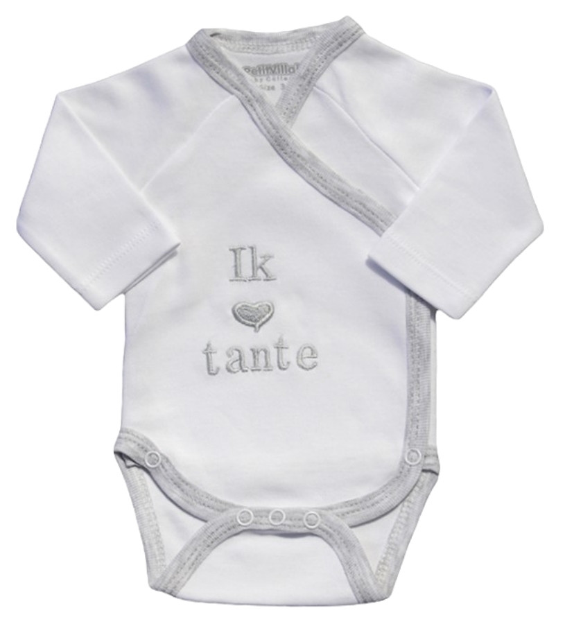 Petit Villain Ik Hou Van Tante Wit/Grijs Romper