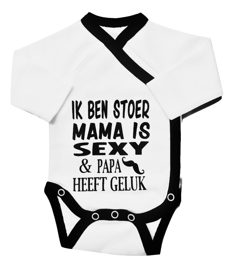Petit Villain Ik Ben Stoer Mama Is Sexy Papa Heeft Geluk Maat 56 Wit Zwart Romper