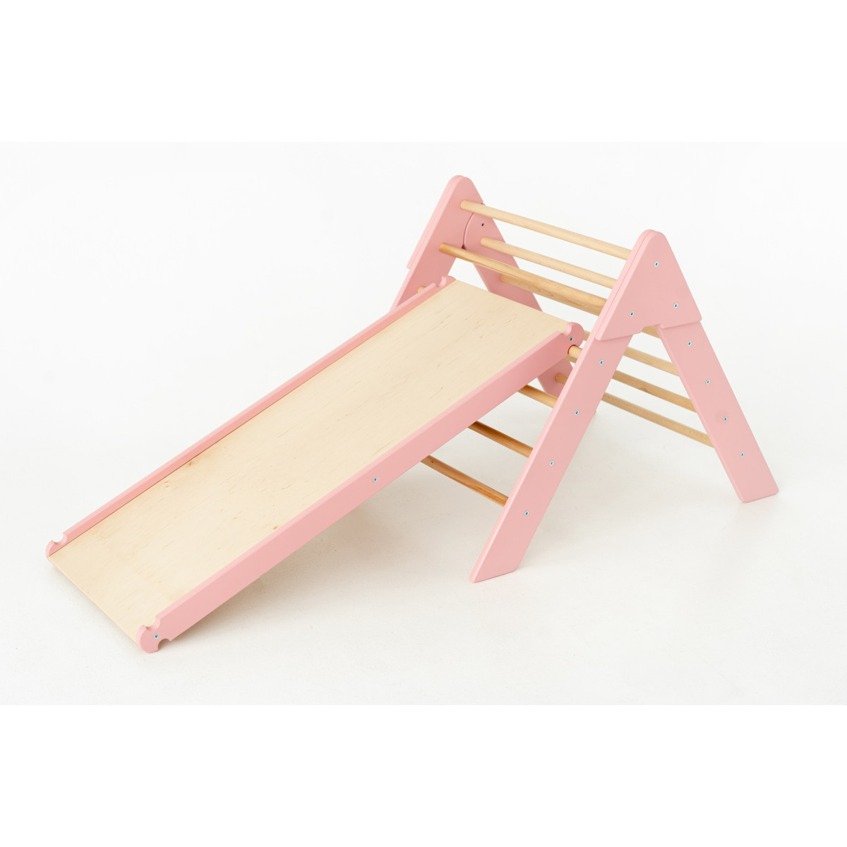 Luna Toys Roze Houten Klimrek met Glijbaan