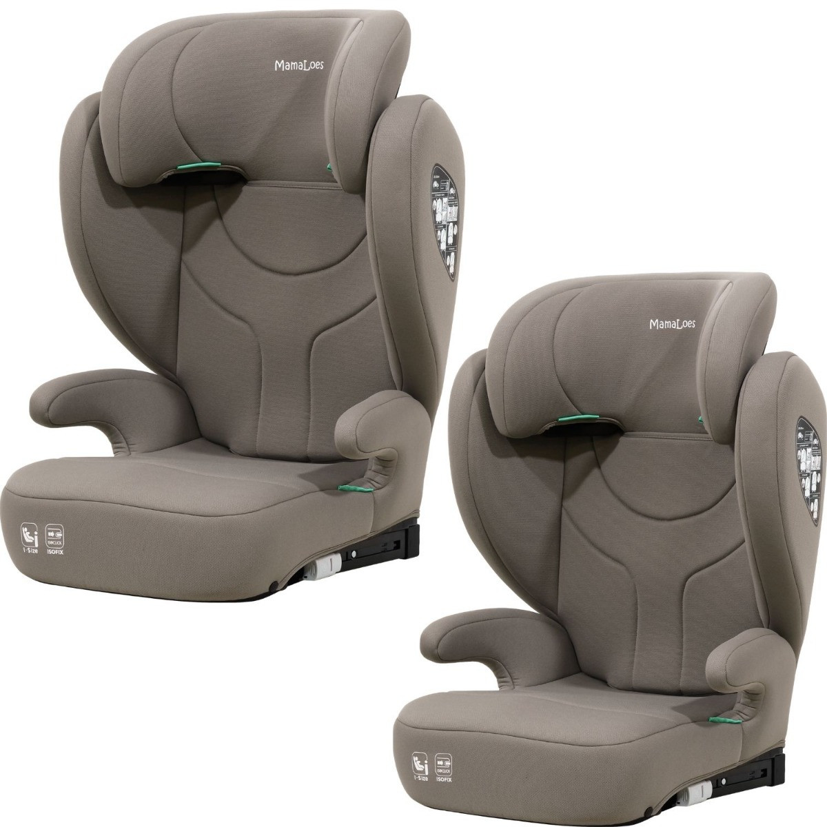 MamaLoes Rio Taupe Isofix 100-150 cm i-Size Autostoel - Set van 2