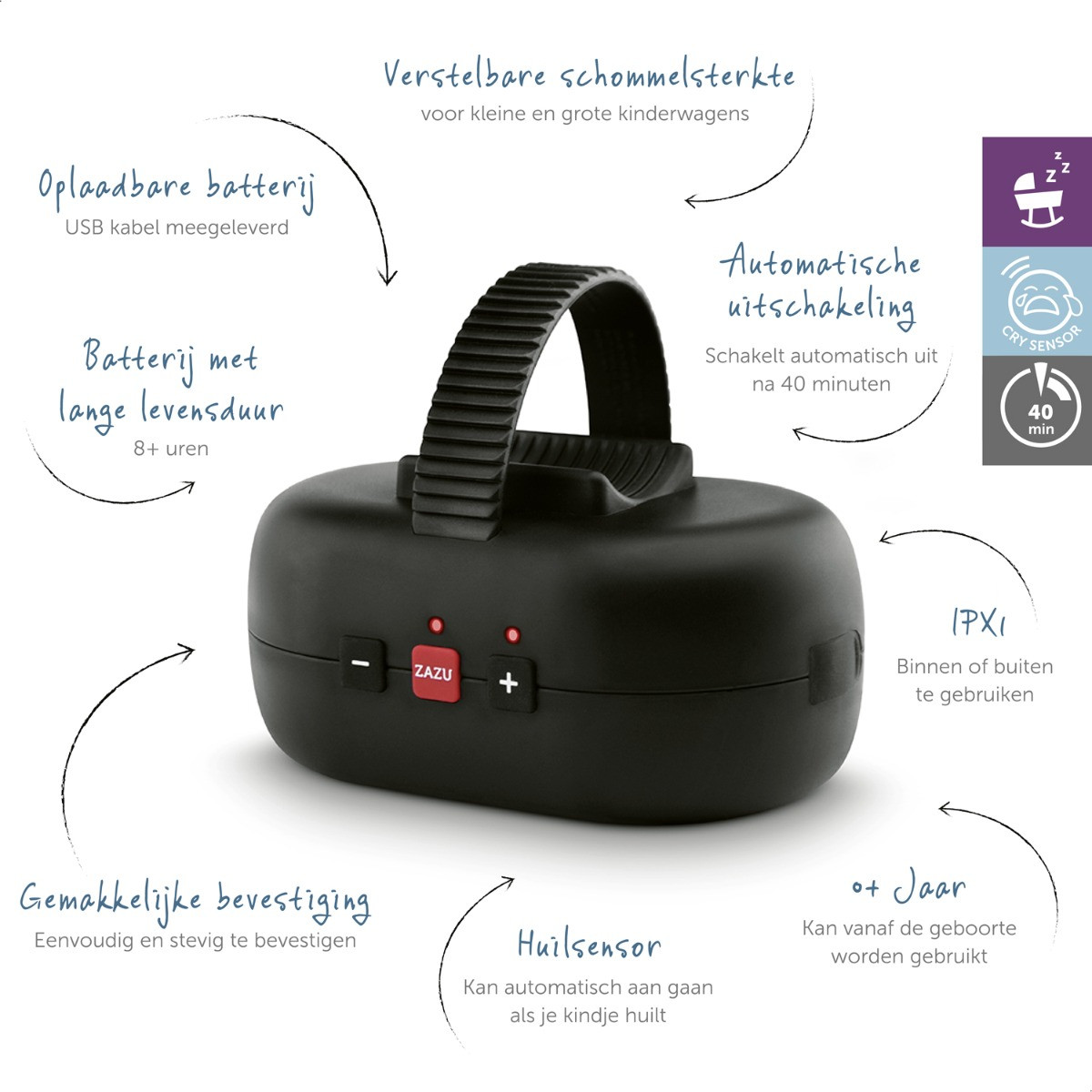 Zazu Robby Baby Rocker voor Kinderwagen