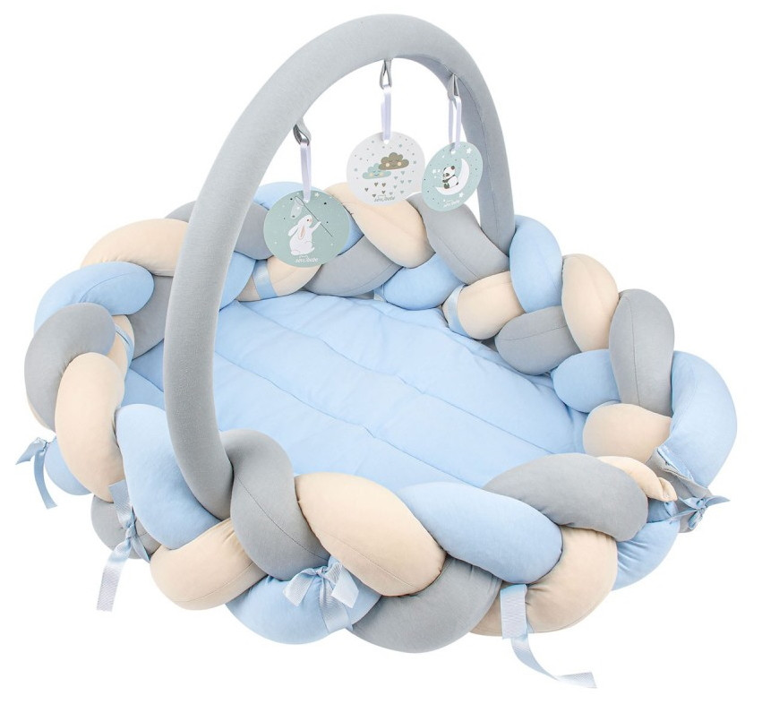 Sevibaby Blauw 3-in-1 Braided Bedbumper en Babynest