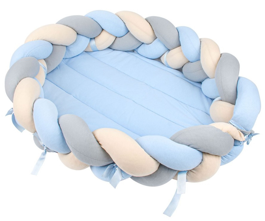 Sevibaby Blauw 3-in-1 Braided Bedbumper en Babynest