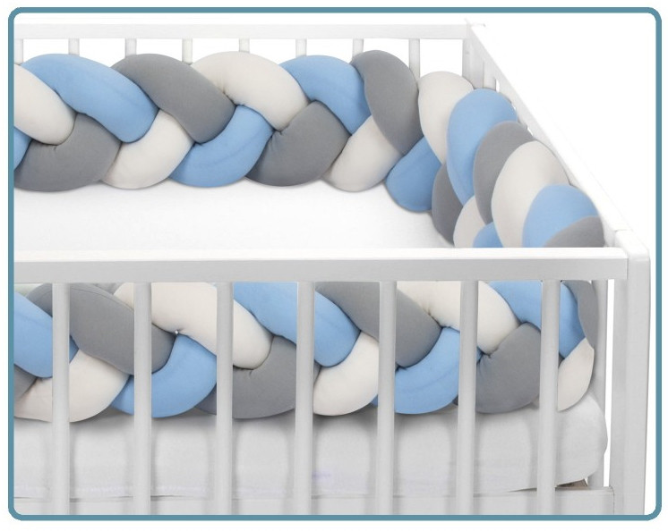 Sevibaby Blauw 3-in-1 Braided Bedbumper en Babynest