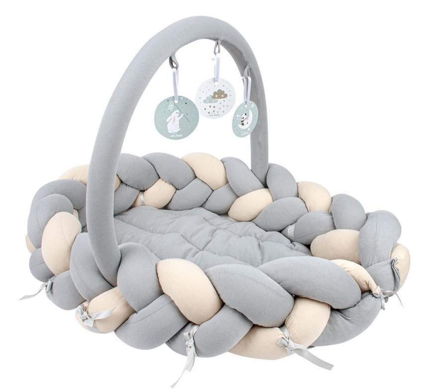 Sevibaby Grijs 3-in-1 Braided Bedbumper en Babynest