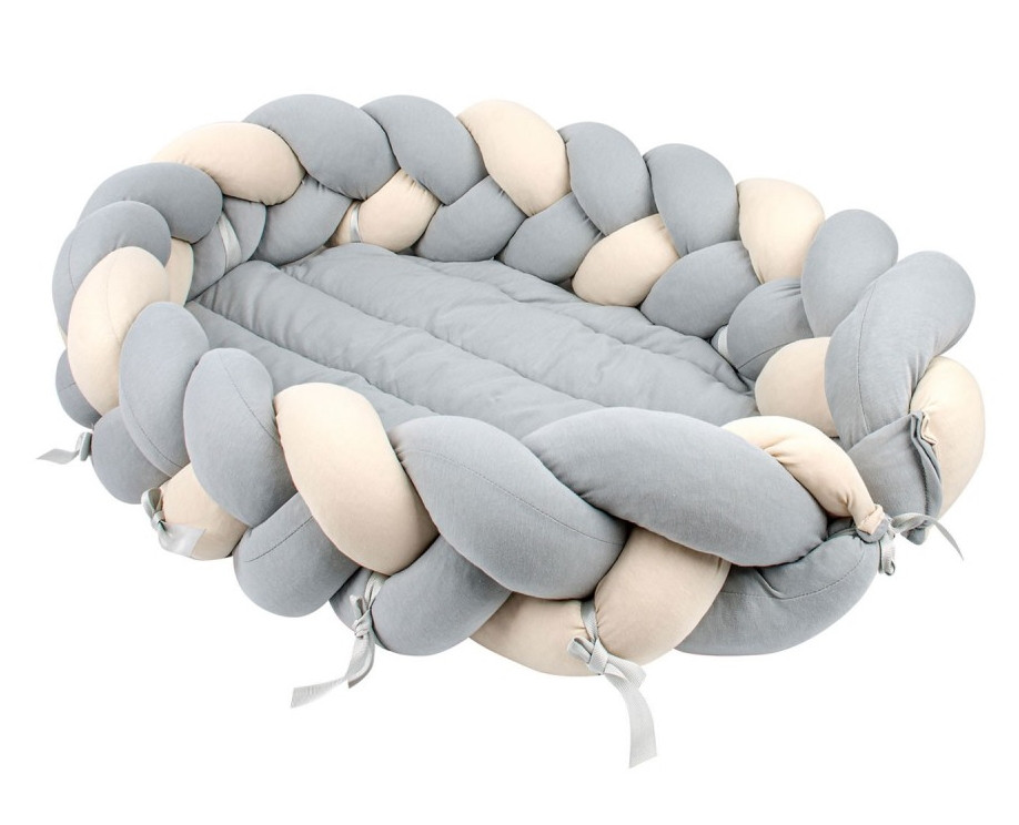 Sevibaby Grijs 3-in-1 Braided Bedbumper en Babynest