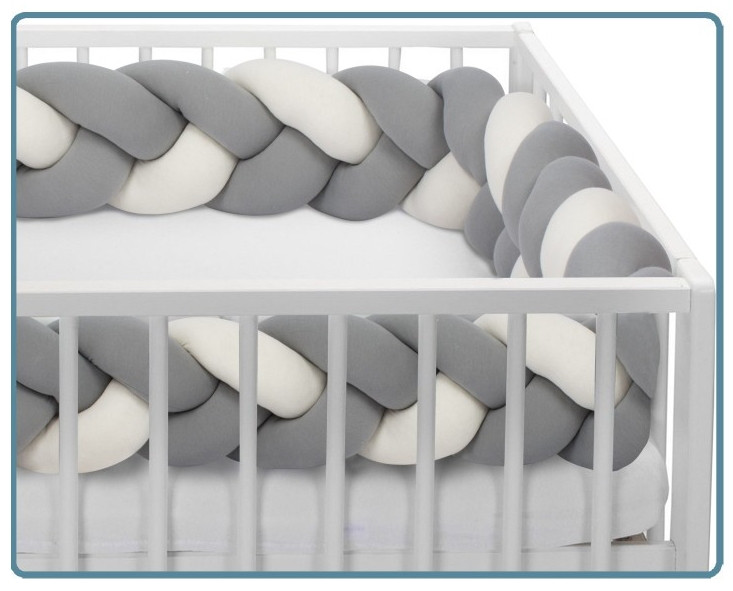 Sevibaby Grijs 3-in-1 Braided Bedbumper en Babynest