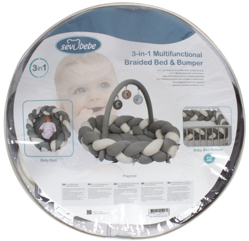 Sevibaby Blauw 3-in-1 Braided Bedbumper en Babynest