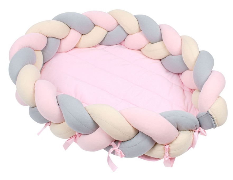 Sevibaby Roze 3-in-1 Braided Bedbumper en Babynest