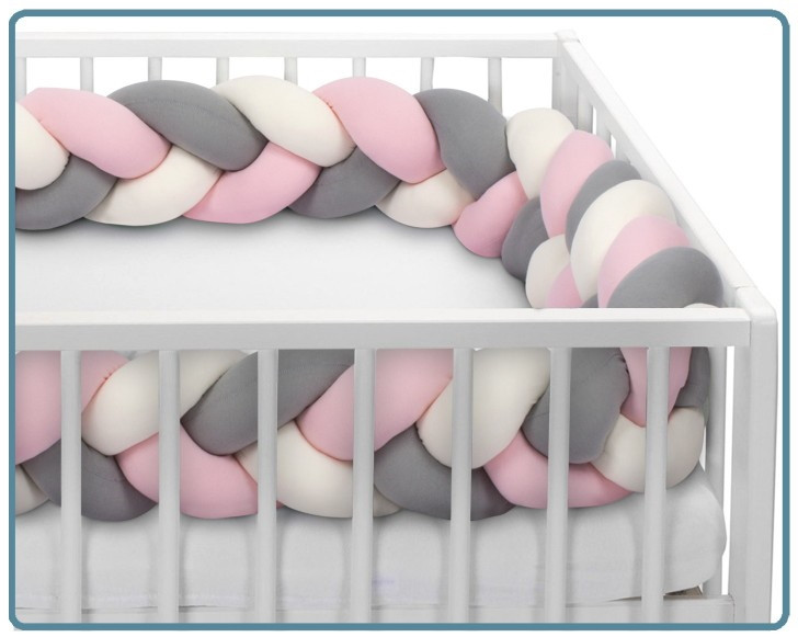 Sevibaby Roze 3-in-1 Braided Bedbumper en Babynest