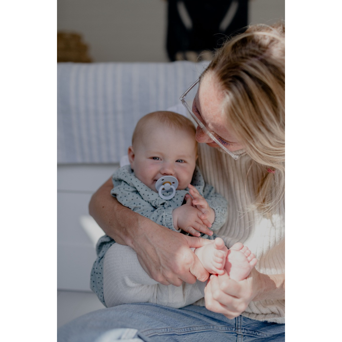 Bibs Petrol/Sage/Baby Blue/Iron 6-18 mnd 4 stuks Fopspeen