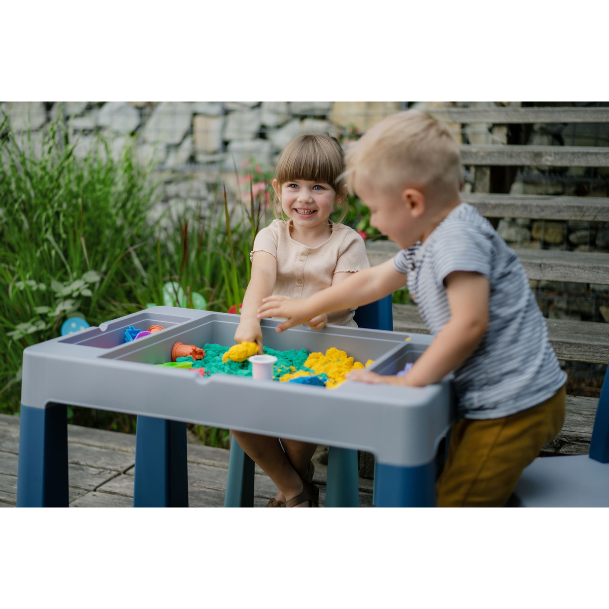 Teggi Turquoise/Navy/Grey Multifun 3-in-1 Tafel met 2 Stoeltjes