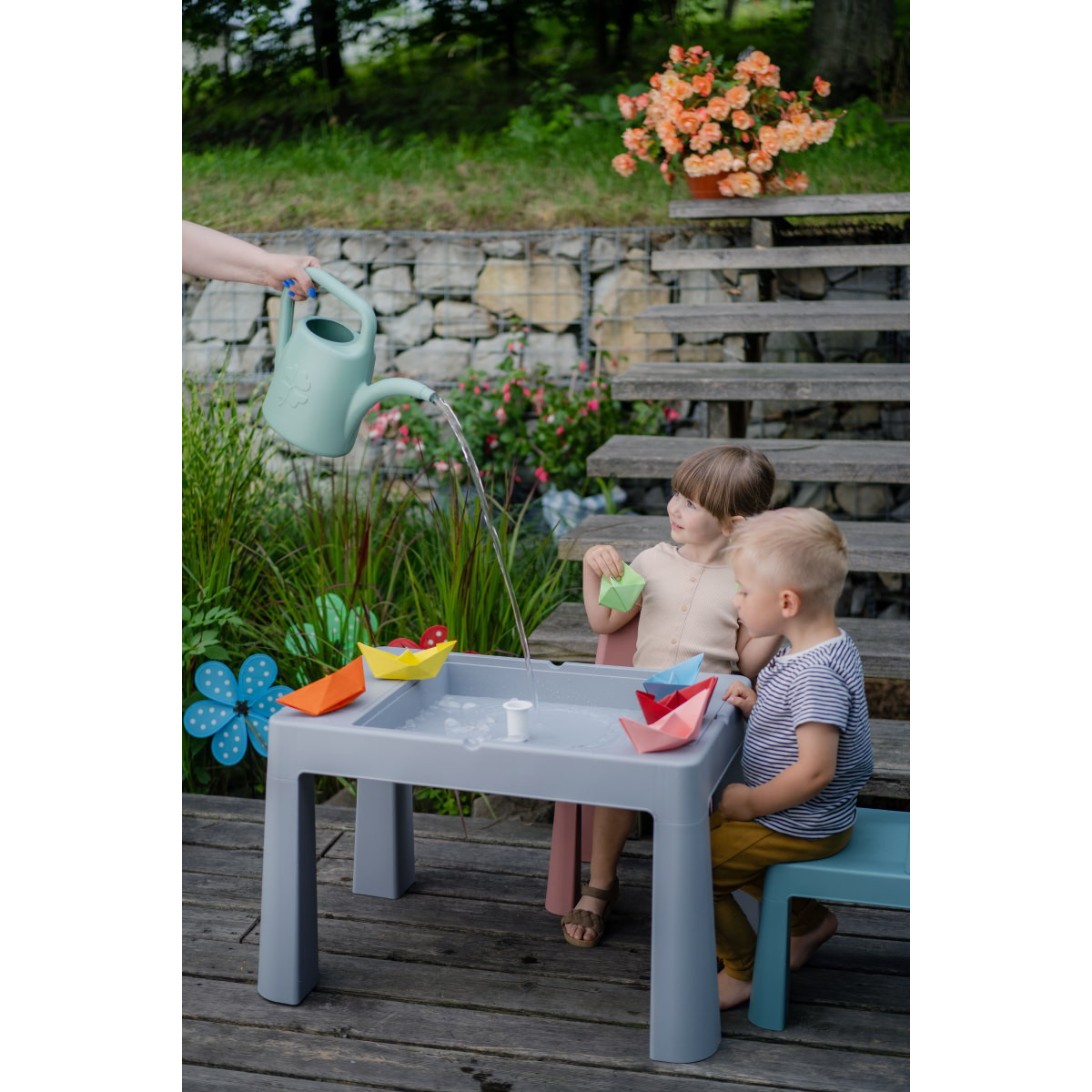 Teggi Turquoise/Navy/Grey Multifun 3-in-1 Tafel met 2 Stoeltjes