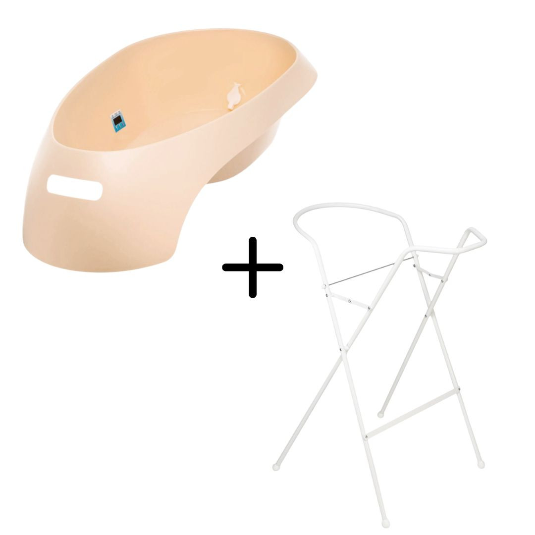 Teggi Beige Bad met Stop incl. Witte Badstandaard