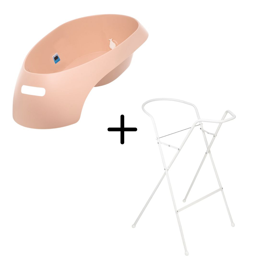 Teggi Light Pink Bad met Stop incl. Witte Badstandaard