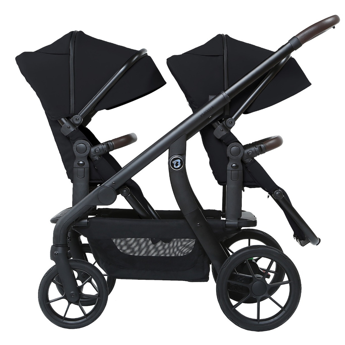 Titaniumbaby Solid Pollux Lush Black Tandem Duowagen met Reiswieg