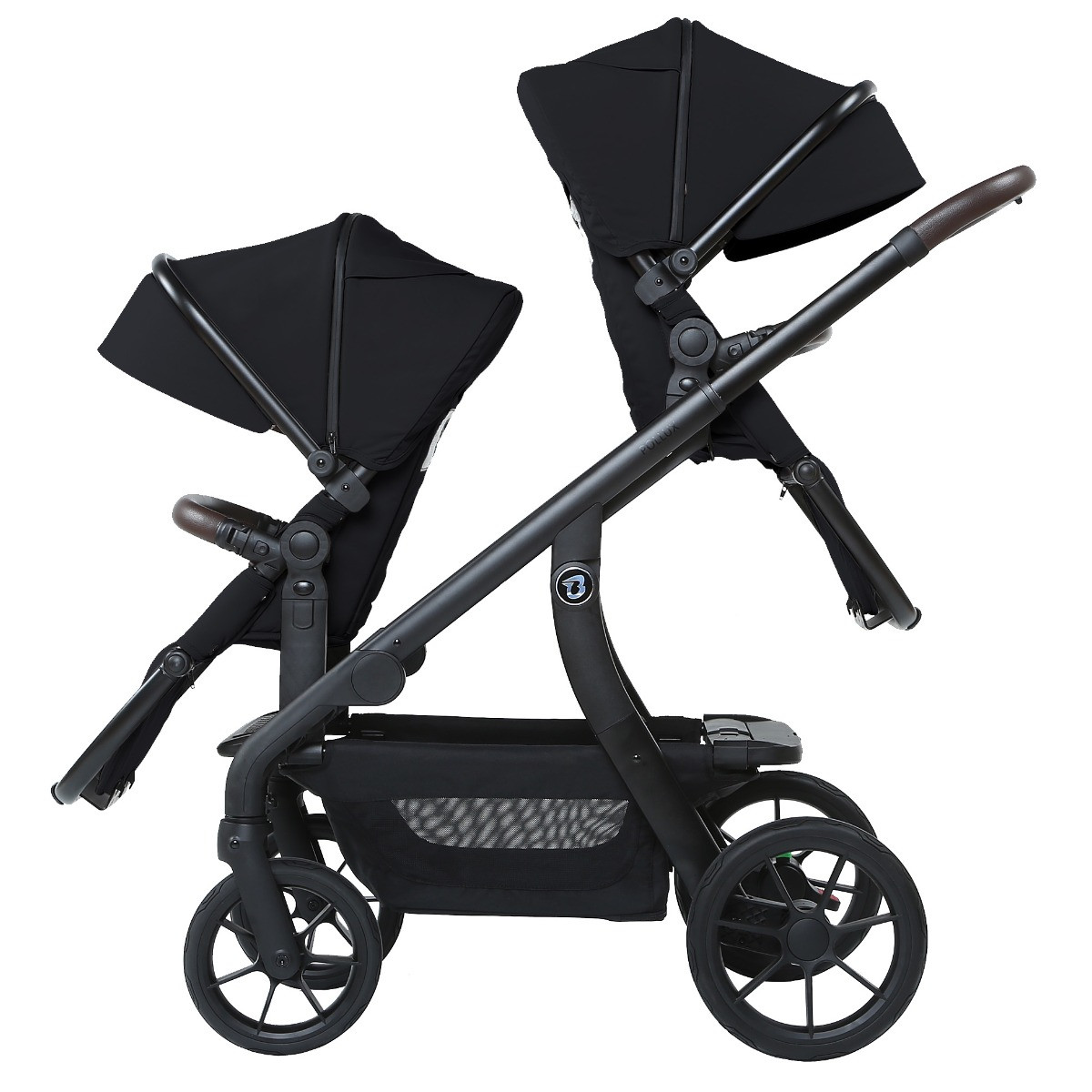 Titaniumbaby Solid Pollux Lush Black Tandem Duowagen met Reiswieg