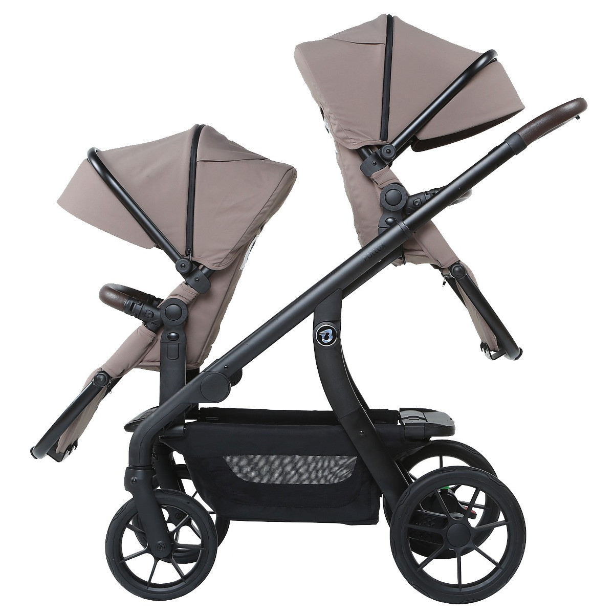 Titaniumbaby Solid Pollux Lush Taupe Tandem Duowagen met Reiswieg