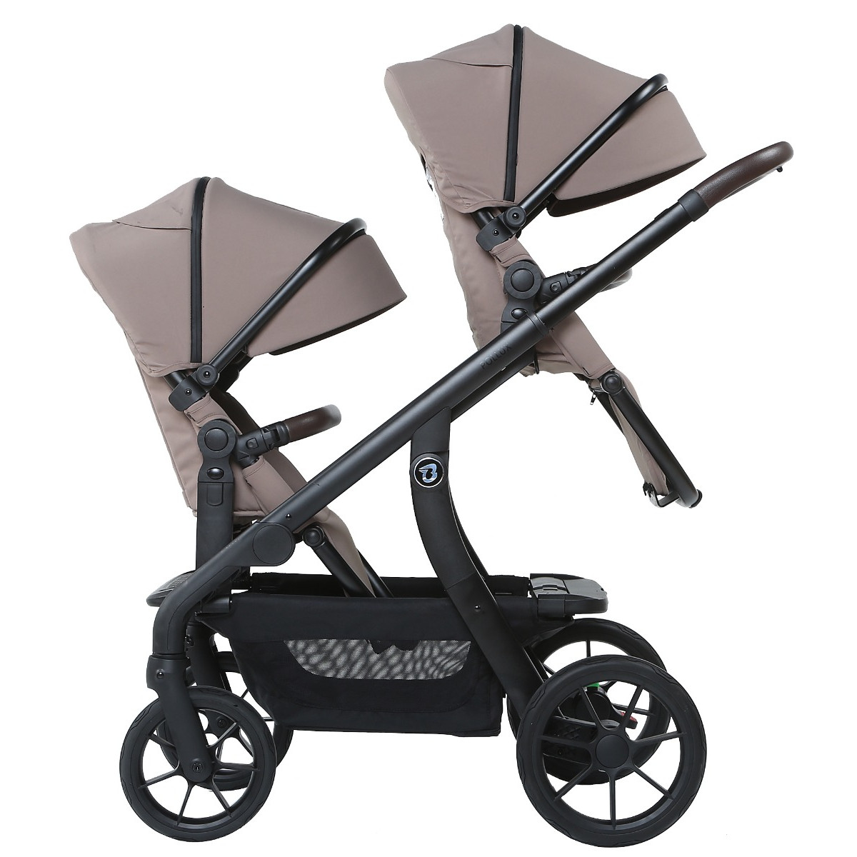 Titaniumbaby Solid Pollux Lush Taupe Tandem Duowagen met Reiswieg