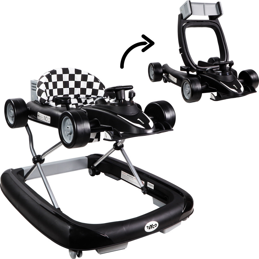 Tryco F1 Racer Black 2-in-1 Loopstoel en Loopwagen
