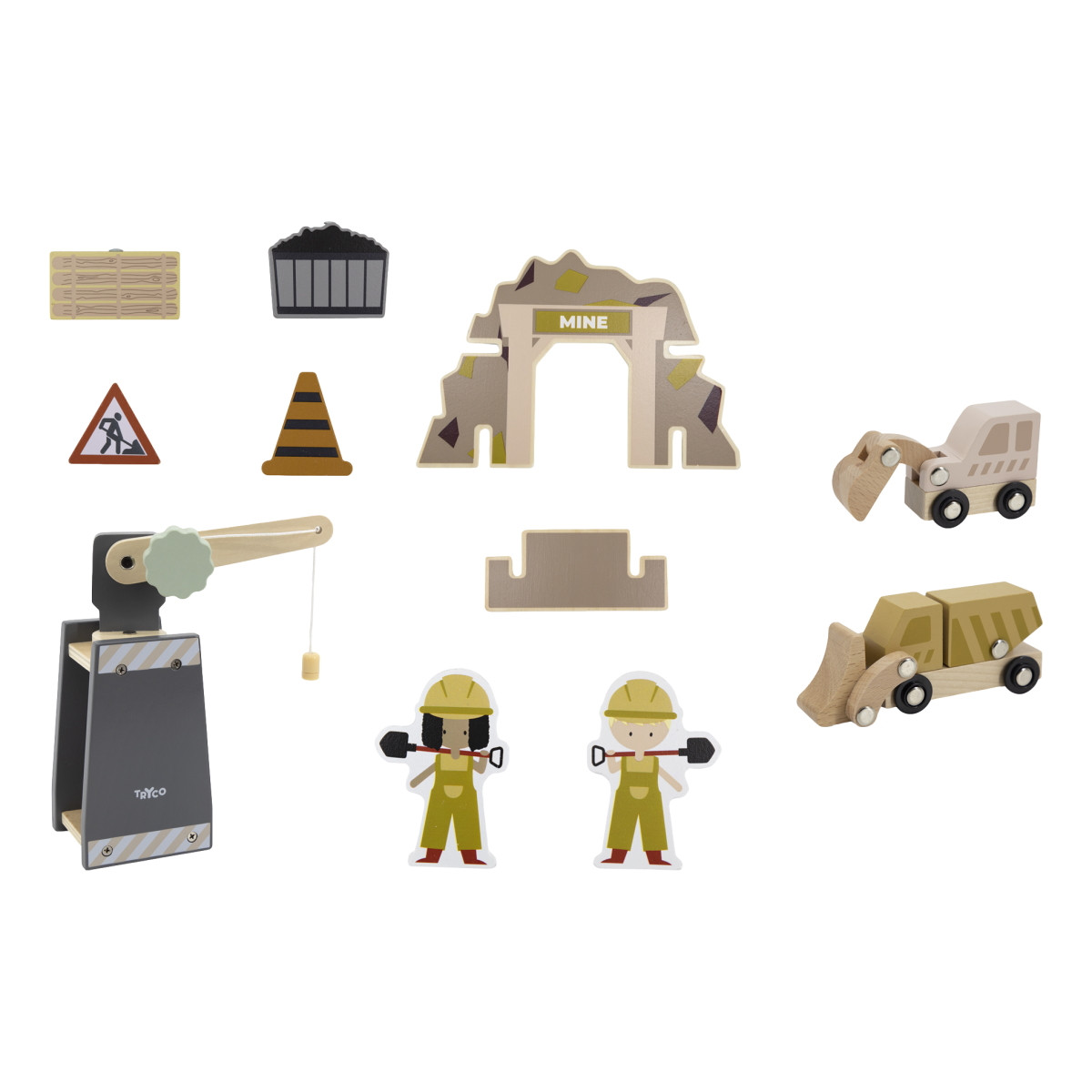 Tryco Houten Treinbaanset - Uitbreidingsset Bouwplaats