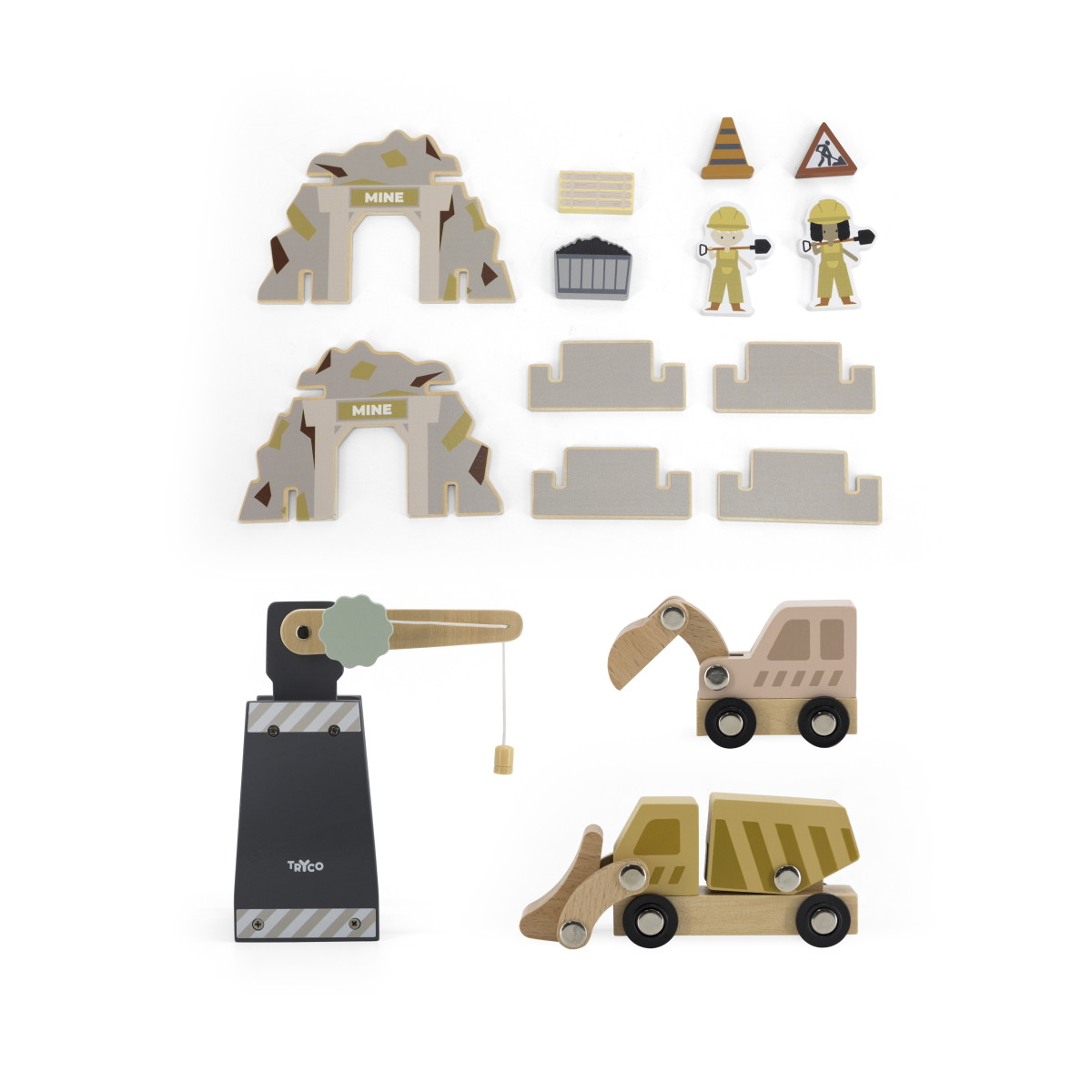 Tryco Houten Treinbaanset - Uitbreidingsset Bouwplaats