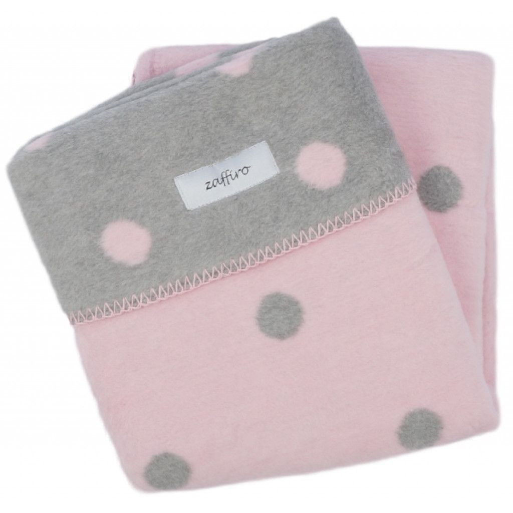 Zaffiro Grijs & Roze Gestipt 75 x 100 cm Wiegdeken