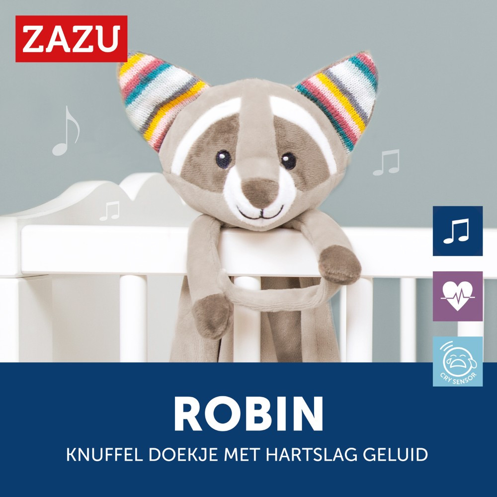 Zazu Robin de Wasbeer Heartbeat Knuffeldoekje