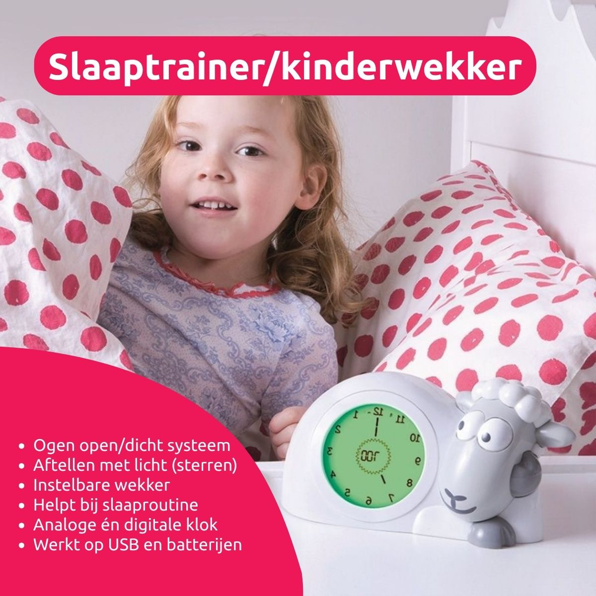Zazu Sam Slaaptrainer Schaap Paars Kinderwekker