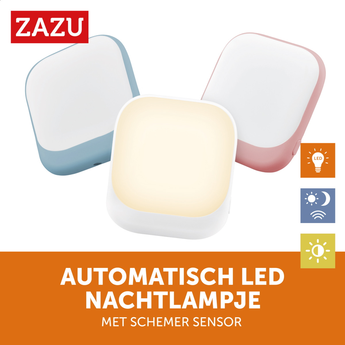 Zazu Wit Automatisch Led Nachtlampje ZA-SOCKET-01