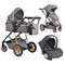 Cangaroo Midas Grey 3-in-1 Combi Kinderwagen incl. i-Size Autostoel