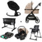 Set MamaLoes Bodi Nougat/Zwart: Kinderwagen, Autostoel, Base, Wieg, Schommel & Stoel