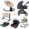 Set MamaLoes Bodi Zwart/Beige: Kinderwagen, Autostoel, Base, Wieg, Schommel & Stoel