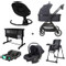 Set MamaLoes Bodi Zwart/Zwart: Kinderwagen, Autostoel, Base, Wieg, Schommel & Stoel