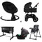 Set MamaLoes Marly Antraciet/Zwart: Kinderwagen, Autostoel, Wieg, Schommel en Stoel