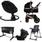 Set MamaLoes Marly Rose/Zwart: Kinderwagen, Autostoel, Wieg, Schommel en Stoel