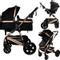 MamaLoes Marly Zwart/Rose 3-in-1 Combi Kinderwagen incl. Autostoel ML050102