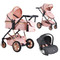 Cangaroo Midas Pink 3-in-1 Combi Kinderwagen incl. Autostoel
