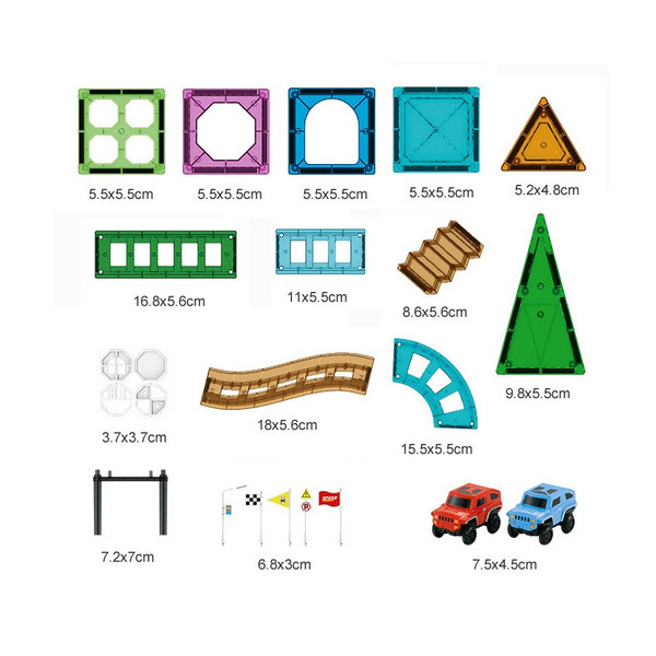 Eco Toys Autobaan 96 Stuks Magnetische Tegels Bouwstenen HC560248