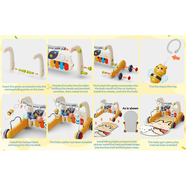 Eco Toys Geel 3-in-1 Speelkleed en Loopwagen HC623155